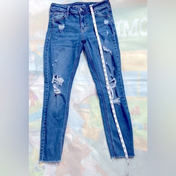 Old Navy Jeans Rockstar Super Skinny Distressed Mid Rise Sz 2 - Picture 3 of 11